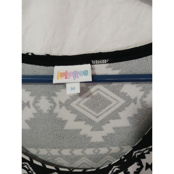 LuLaRoe Black White Geometric Print- Fit Flare- Amelia Dress Womens Medium New - Picture 3 of 16